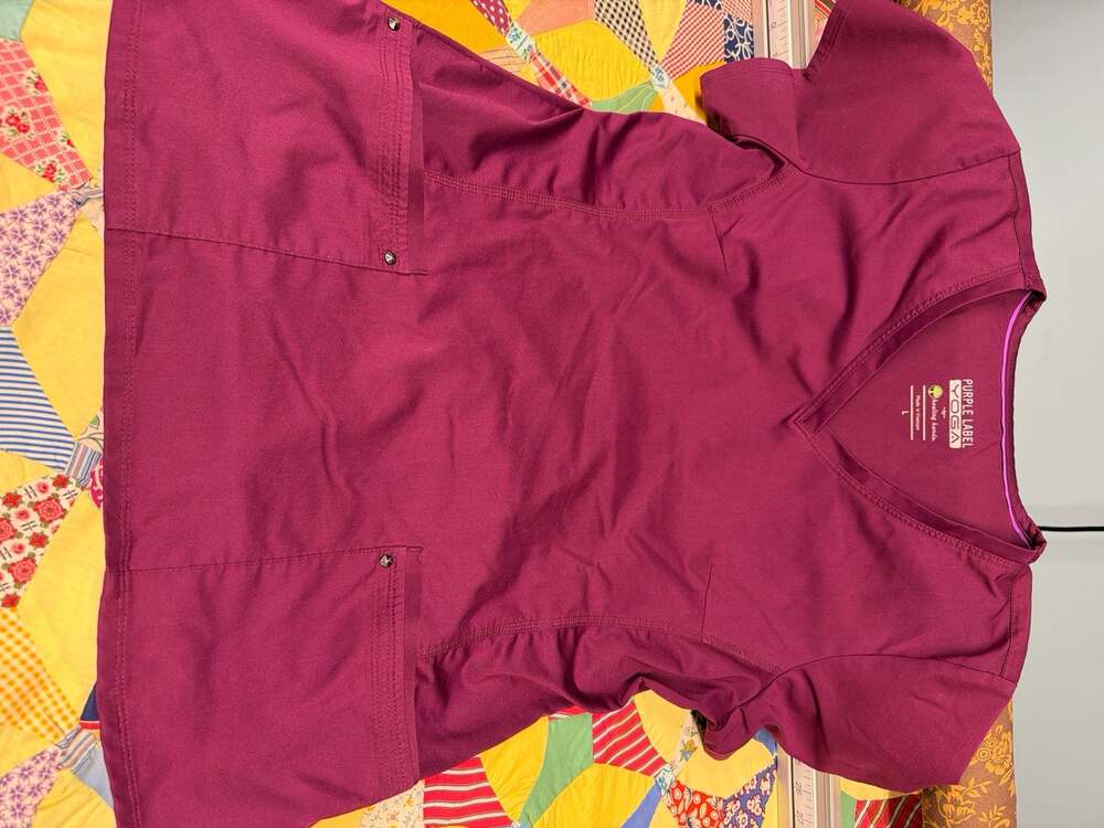 Healing Hands Purple Label Yoga Women's V-Neck Scrub Top in Wine